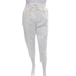 Joseph Unisex Ankle Cropped Dress Pants White Cotton Linen Elastane Size 36